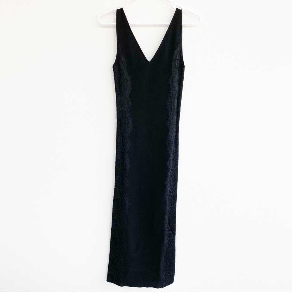 Zara Knit Black Dress Lace Detail | Size S